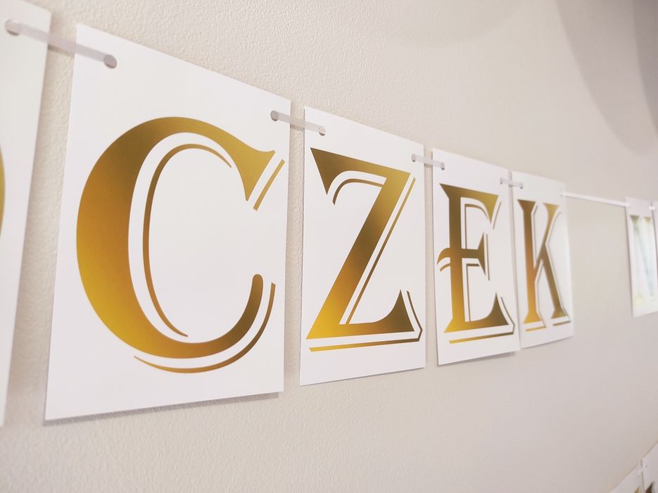 Baner / girlanda / złoty napis na urodziny " Mam już roczek "