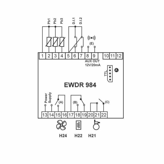 Sterownik do komór chłodniczych i lodówek EWDR 984 230Vac ELIWELL