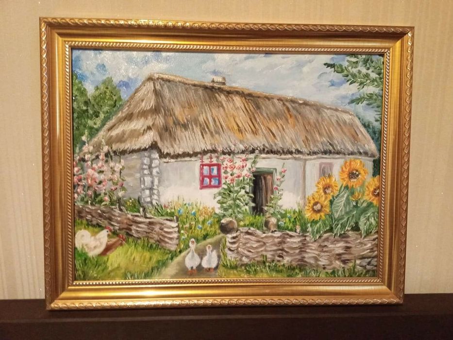Картина "Дом", размер 40*30, холст, масло, имеется багет