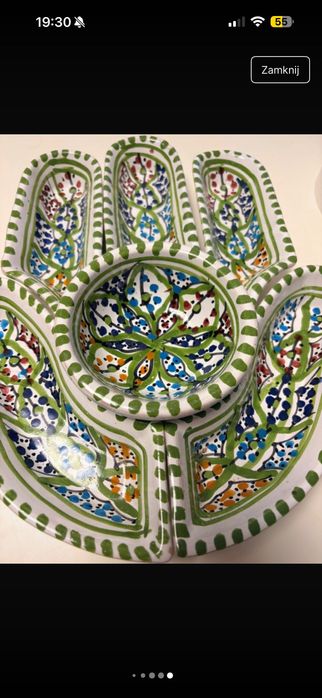 Zestaw do MEZZE, talerz ręką Fatimy 6 oddzielnych miseczek