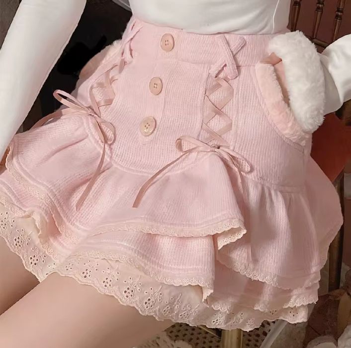 Ніжна рожева спідниця в стилі Coquette / Y2K / Kawaii