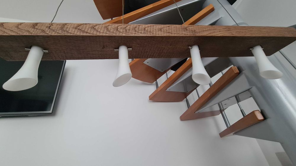 Lampa wisząca drewno, stal