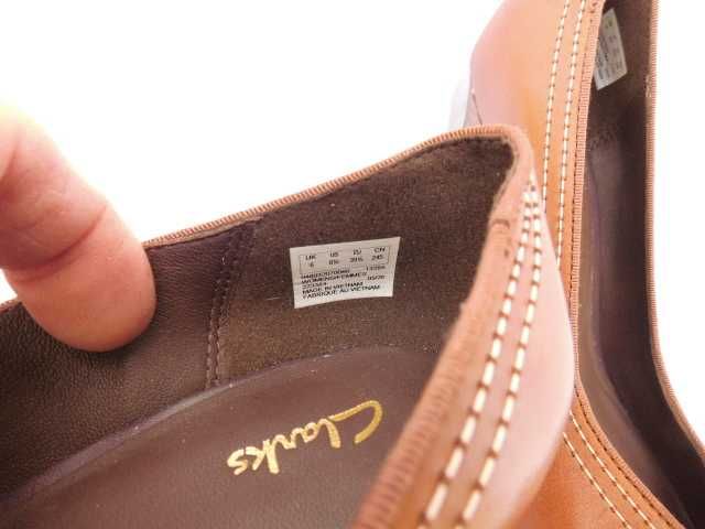 Clarks Bombay skórzane brązowe czółenka 39