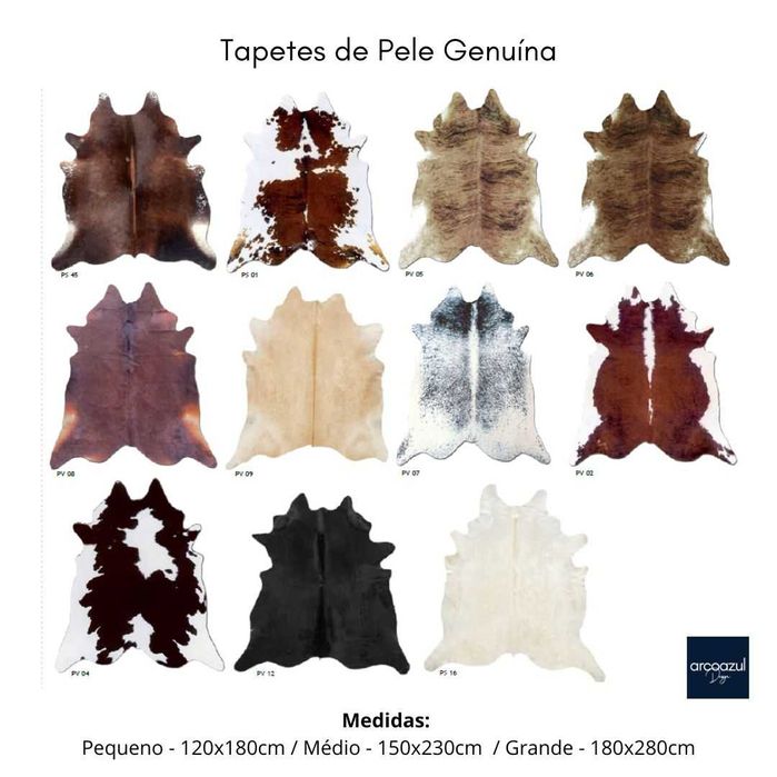 Tapete Pele de Vaca - Várias medidas e Cores By Arcoazul