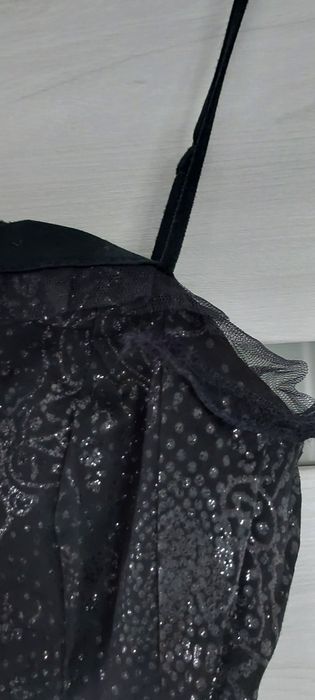 Długa czarna suknia sukienka brokat na ramiączkach desperado  S