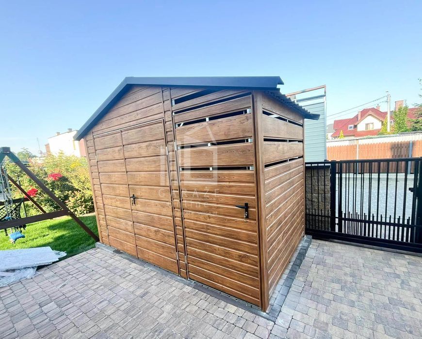 Schowek Domek Ogrodowy 2X2M + Wiata 1M Brama Drzwi Blachodach Id796