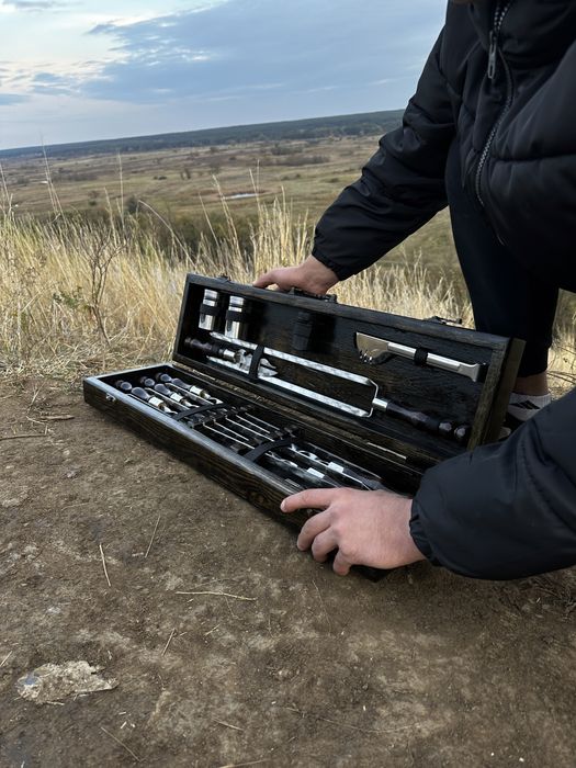 Набор шампуров в кейсе из натурального дерева на подарок мужчине!!!