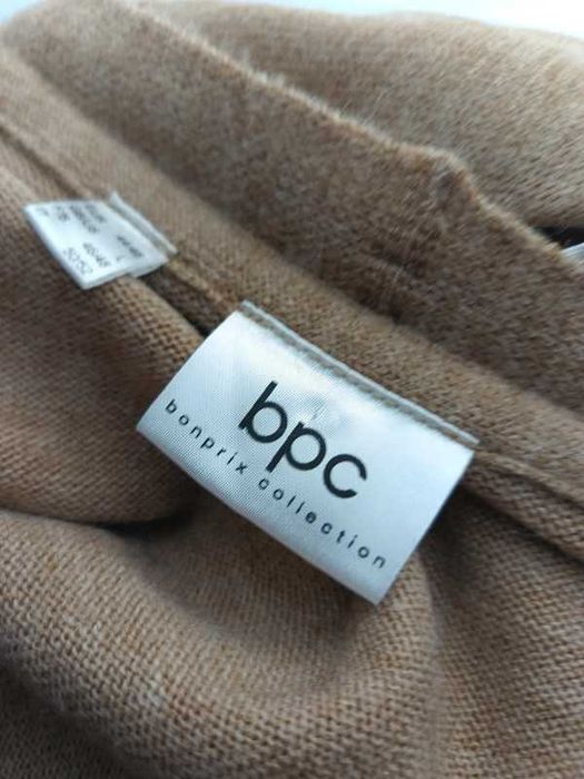 Kardigan/sweter damski lekki wiosenny długi beżowy, Bonprix 44/46