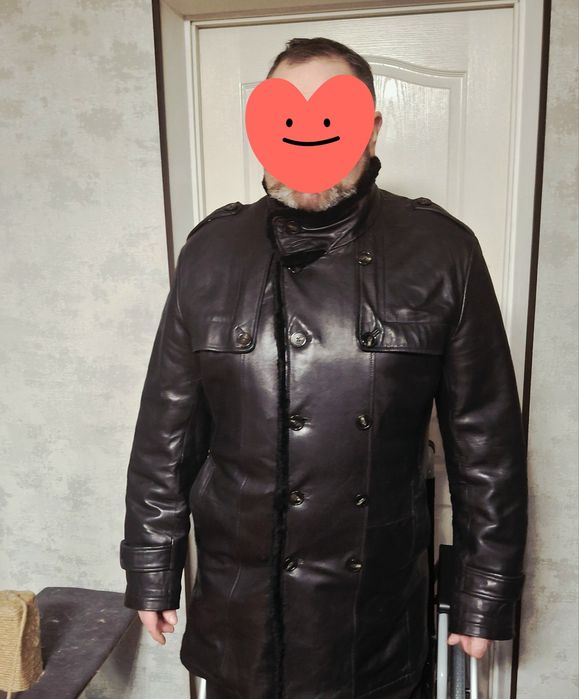 Шкіряна чоловіча дублянка