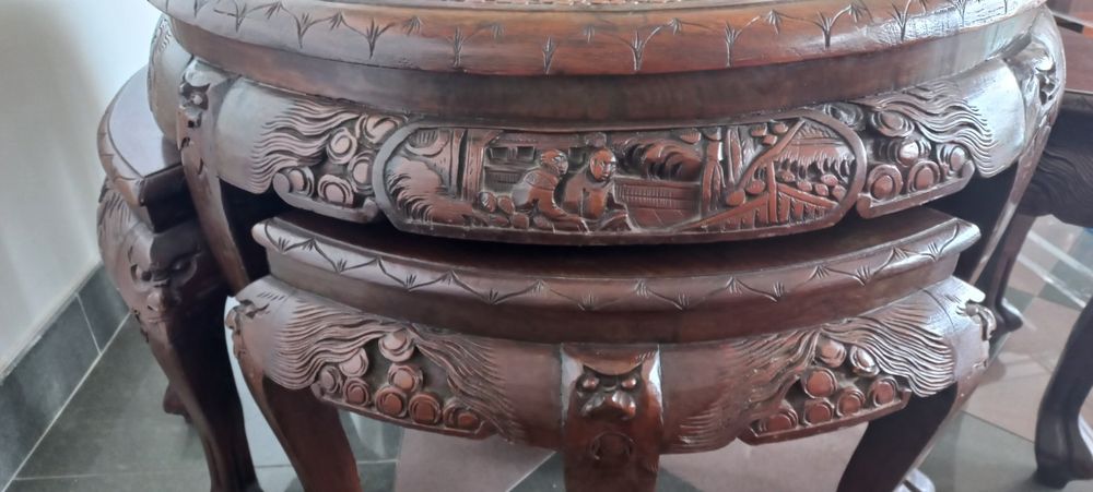 Mesa madeira trabalhada motivos japão