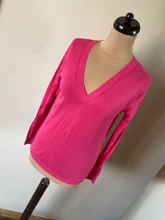 S m roz neon massimo dutti sweter lekki cienki basic jakosc 36 38