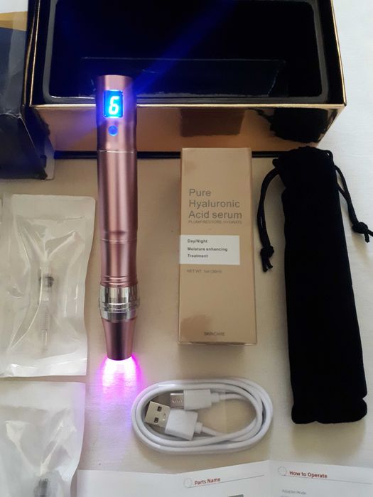 Дермапен Dr.Pen + 12 картриджів + сироватка з гіалуроновою кислотою