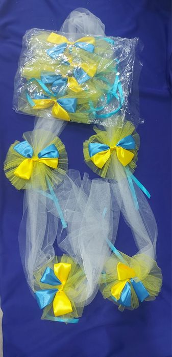 Прикраса на весільну машину стрічка + 4 ручки на машину