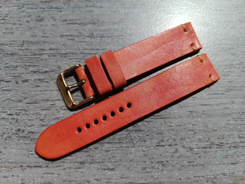 Skórzany pasek zegarka 18 mm łososiowy