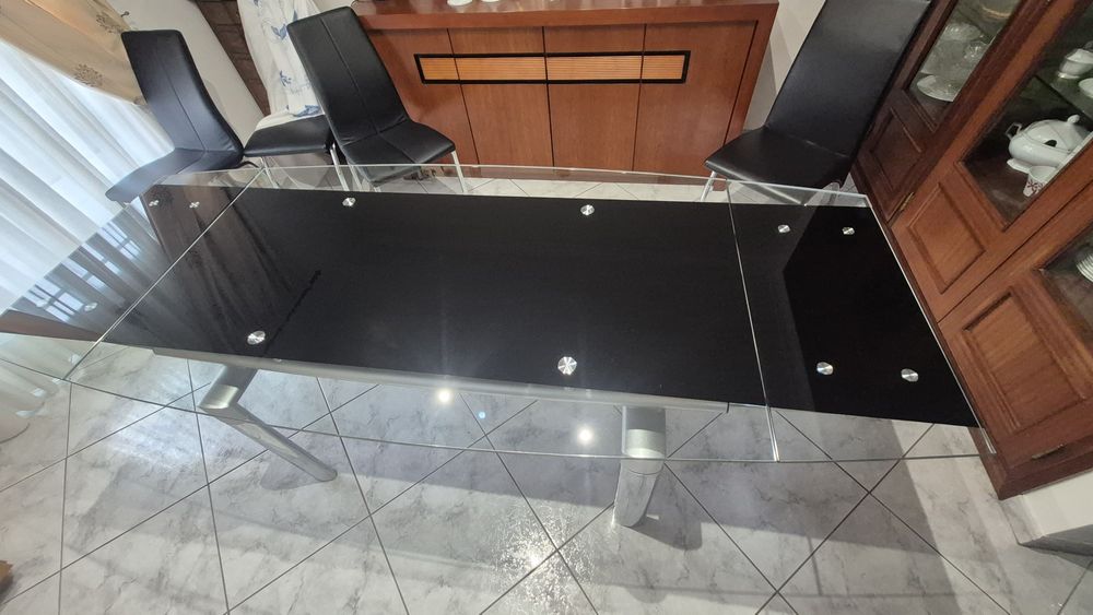 Mesa de jantar vidro temperado preto