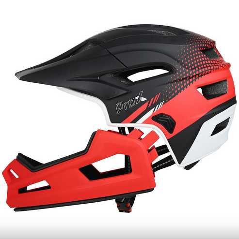 Kask na hulajnogę Rowerow Prox Cage Czerwony FullFace odpinana szczęka