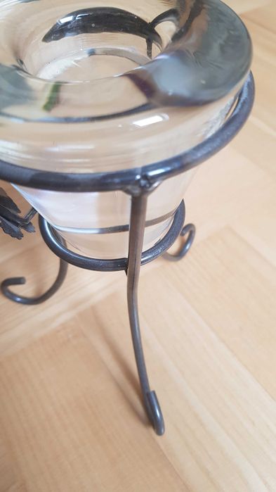 Świecznik metal + szkło