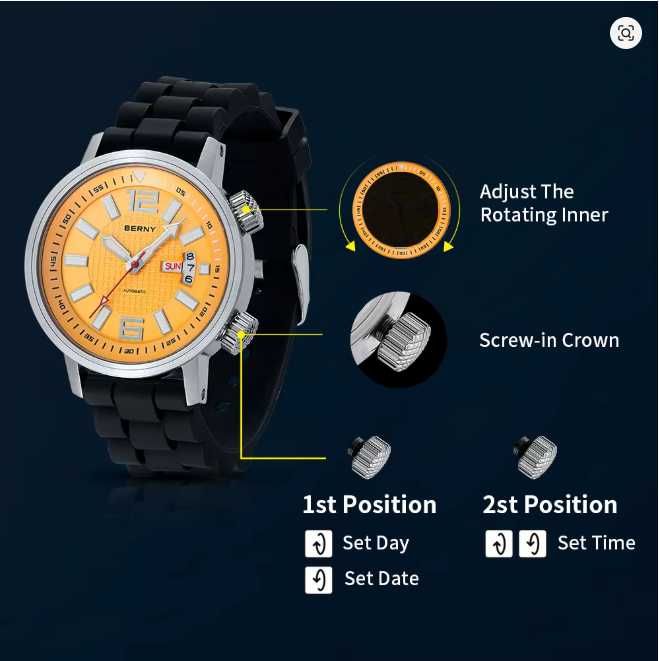 Zegarek BERNY zegarek en's Automatic Compressor Diver WatchAM7081MS