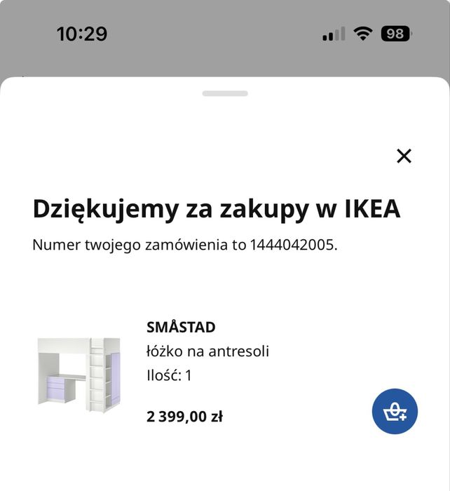 Łóżko piętrowe  na antresoli z biurkiem IKEA