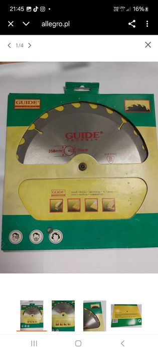 piła tarczowa z zębami widia 250mm GUIDE