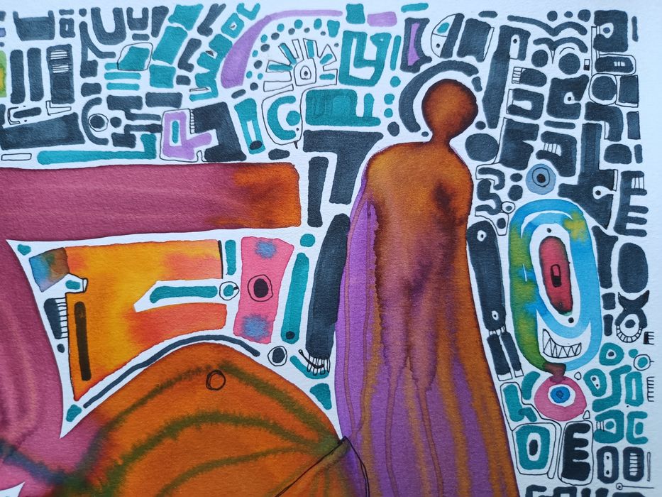 Obraz akwarelowy, akwarela, abstrakcja, praca autorska, format A3