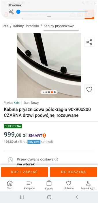 Kabina prysznicowa 90/90/200 półokrągła nowa