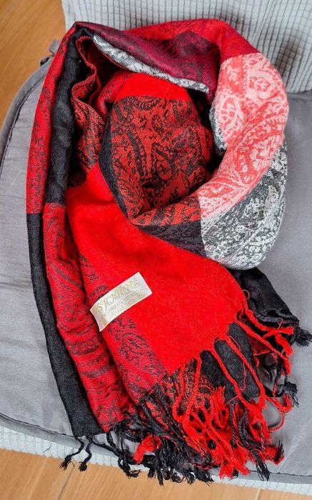 Szal 173/66cm pashmina jedwab kaszmir piękny,prezent