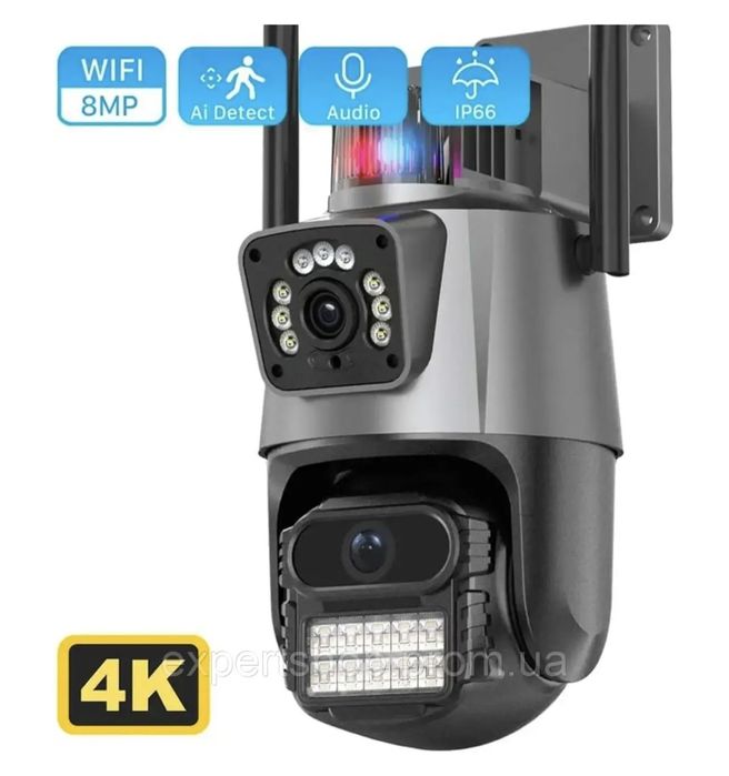 Зовнішня камера безпеки ICSEE 8MP: повний контроль 360° з двома об'єкт