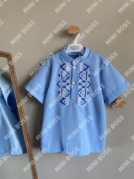 Лляна дитяча вишиванка для хлопчика з довгим рукавом