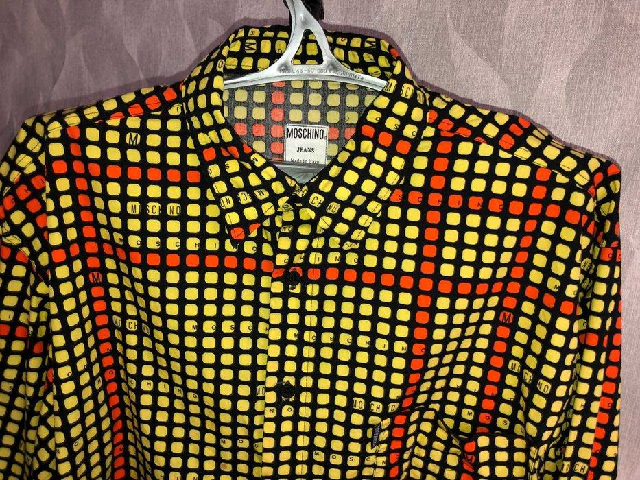 рубашка Moschino Jeans Mens Yellow Geometric Button