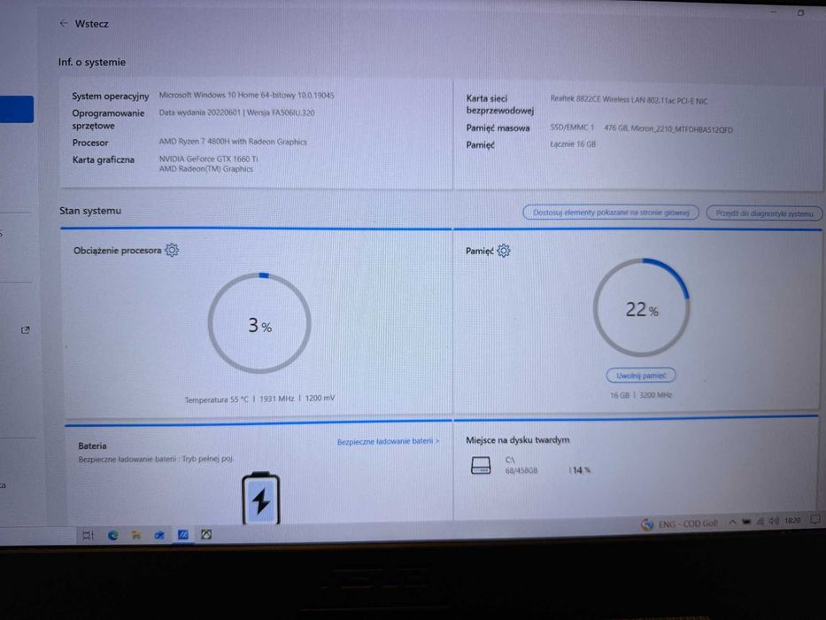Asus Tuf A15 144Hz 1660Ti Ryzen 7 4800H