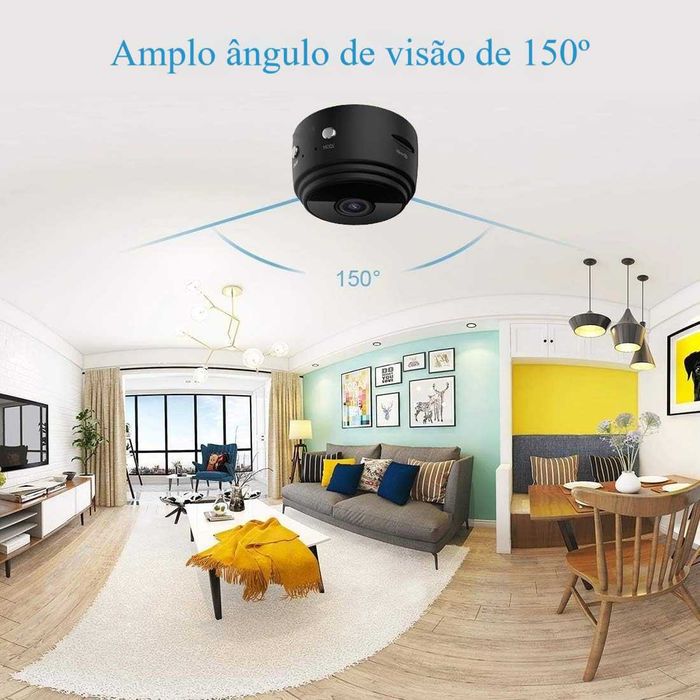Micro Mini Câmara Espiã Wi-Fi Full HD 1080P Visão Noturna Magnética NOVA