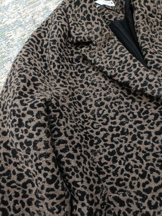 S/36 Zara płaszcz w panterkę z wełną wełniany premium