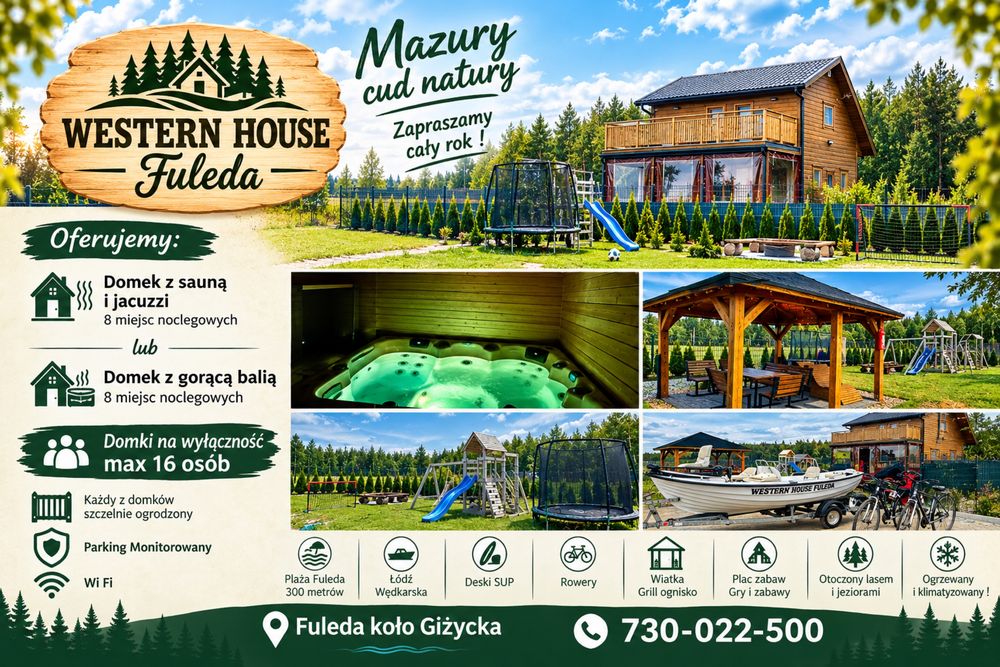 Domki Western House Fuleda Sauna Jacuzzi kominek Święta Sylwester