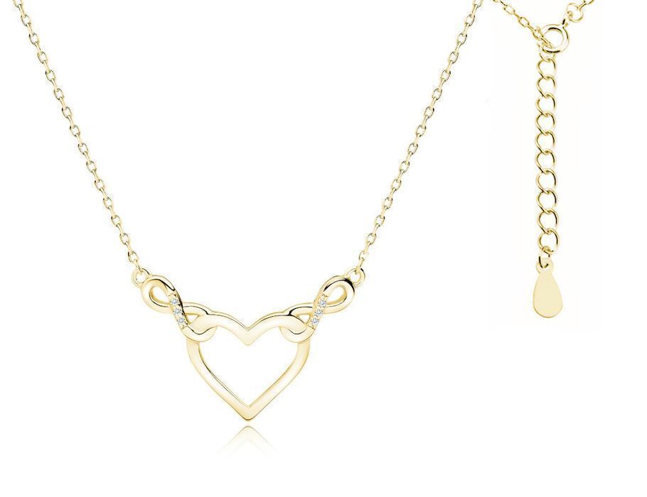 Złocony Naszyjnik Celebrytka Serce Nieskończoność Z1842Ng