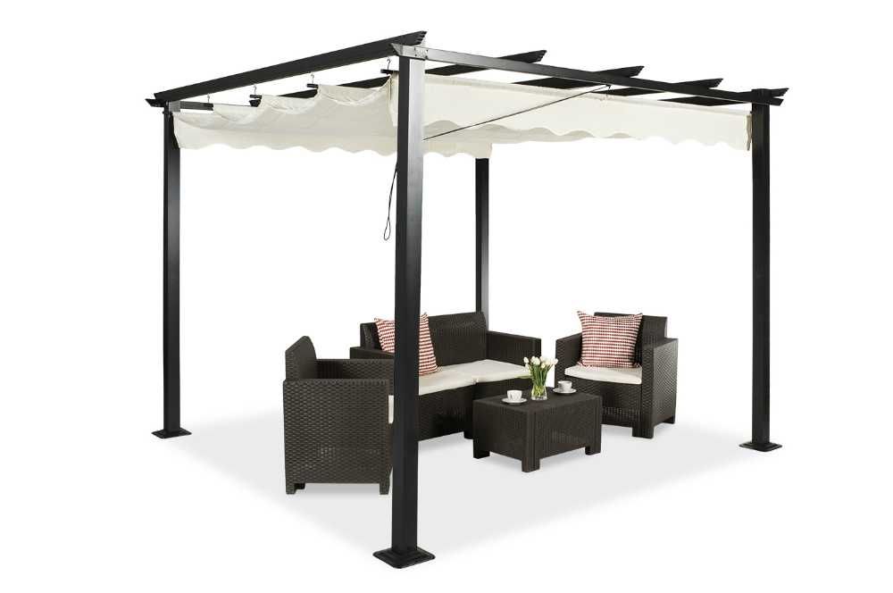 Pergola Tarasowa ogrodowa HDM 3x3 Metalowa Zwijany Dach Altana Solidna