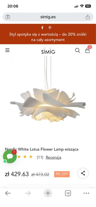 Lampa wiszaca White Lotus Flower