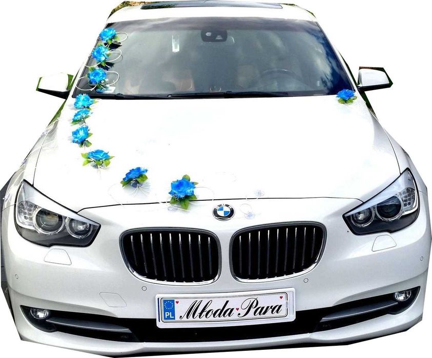 NIEBIESKA Dekoracja na samochód.KOLORY ozdoby na auto ślub/ wesele 069