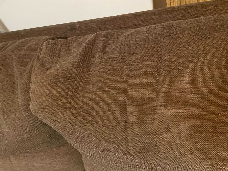 Sofá Castanho de tecido, extensível 202 cm - 3 lugares