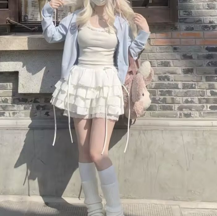 юбка белая лолитта кружевная