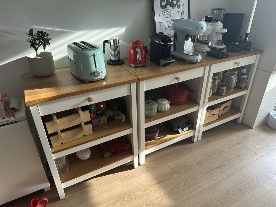 Ilha de cozinha Ikea TORNVIKEN (3 unid), branco-bege/carvalho, 72x52 cm