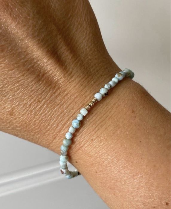 Larimar, bransoletka z larimaru , zloto 375, larimary