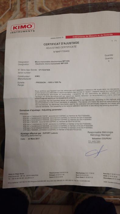 KIMO MP 120 дифференциальный манометр (микроманометр)