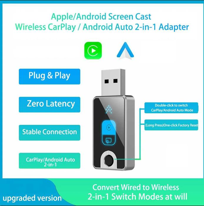 Adapter USB dla bezprzewodowego Carplay i Android Auto