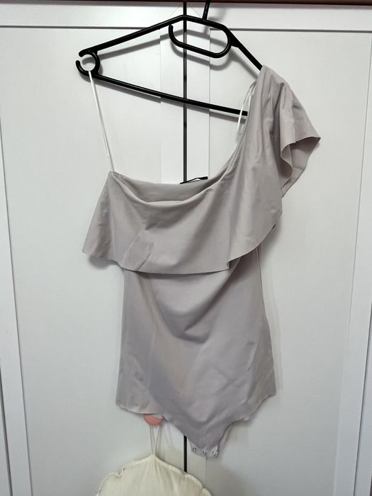 Zara szare body na jedno ramię M 38