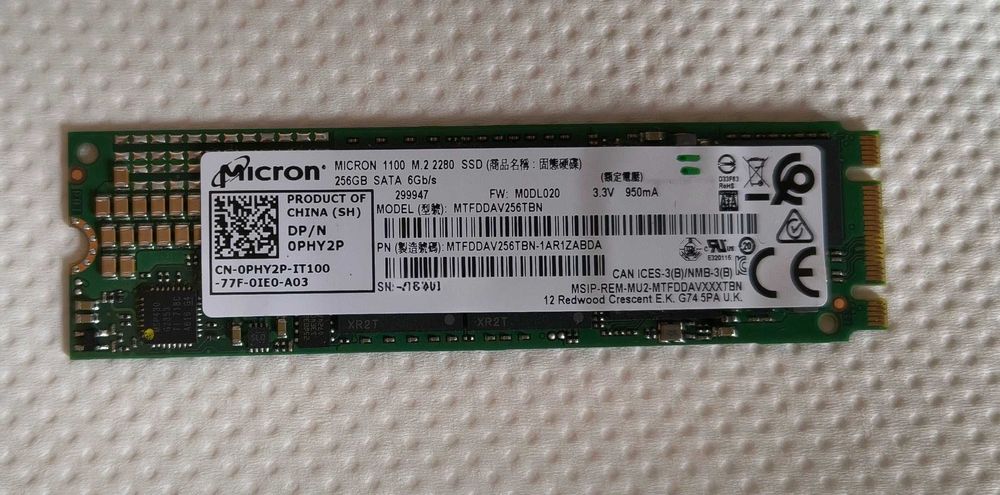 Dysk SSD m2 SATA 256GB marki Micron
