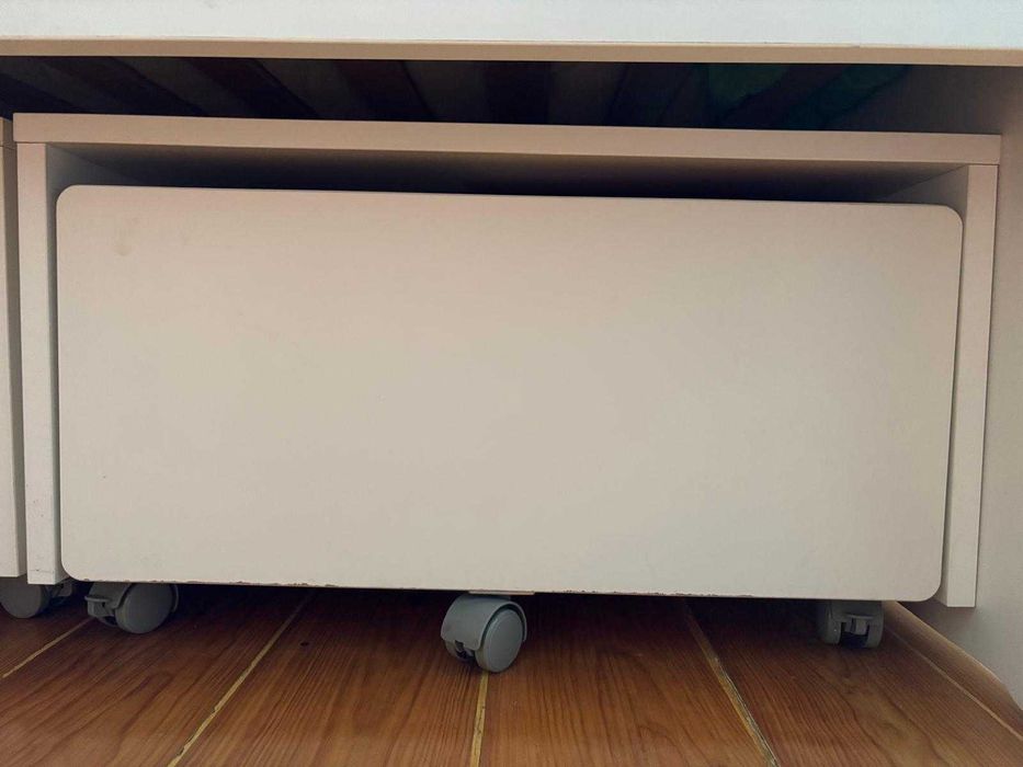 Estrutura de cama individual com estrado e 3 caixas de arrumação