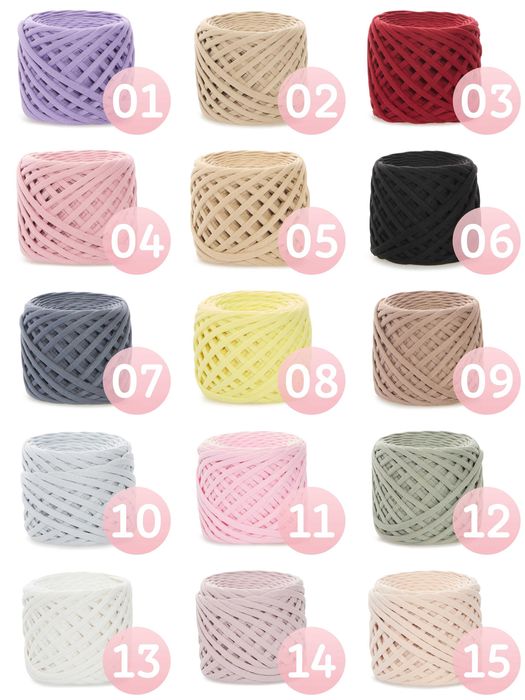 Włóczka bawełniana T-shirt 7–9 mm – tasiemkowa przędza, różne kolory