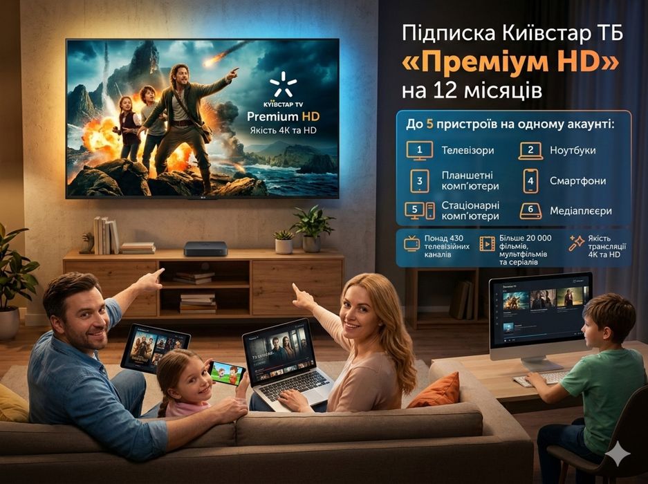Підписка Київстар ТБ «Преміум HD» на 12 місяців
