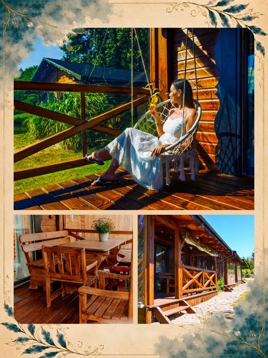 Domek nad jeziorem z jacuzzi, sauną i strefą masażu .